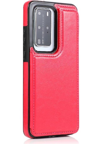 Gx Shop Huawei P40 Kart Yuvaları Için Cüzdan Durumda Çift Manyetik Toka Kickstand Pu (Yurt Dışından)