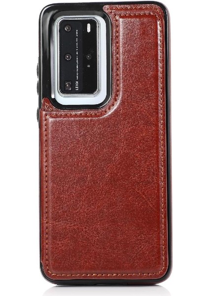 Huawei P40 Kart Yuvaları Için Cüzdan Durumda Çift Manyetik Toka Kickstand Pu (Yurt Dışından) indirimleri