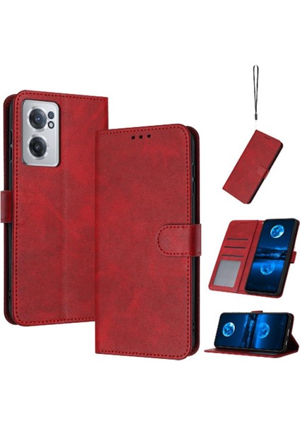 Kart Yuvası Saf Renk ile Toka ile Oneplus Nord Ce2 5g Için Flip Case (Yurt Dışından)