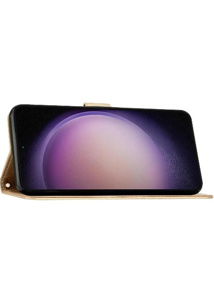 Gx Shop Samsung Galaxy S23 Fe Kickstand Pu Deri Bilek Kayışı Kart Için Filp Durumda (Yurt Dışından)