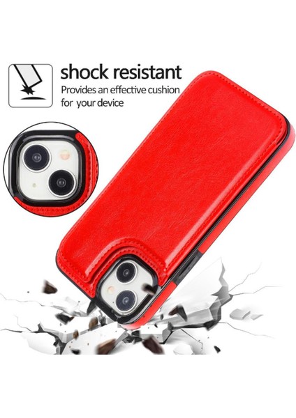 Kart Tutucu Çift Manyetik ile IPhone 15 Için Cüzdan Kılıf Pu Deri (Yurt Dışından) modelleri