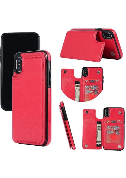 Cüzdan Kılıf IPhone X/xs Kickstand Kart Yuvaları ile Pu Deri Kart (Yurt Dışından)