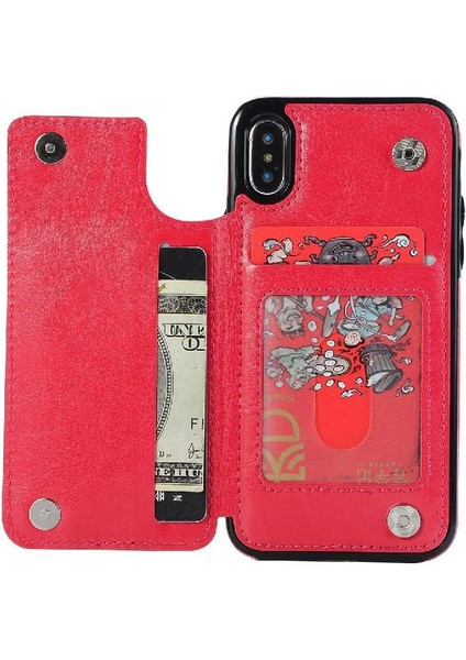 Cüzdan Kılıf IPhone X/xs Kickstand Kart Yuvaları ile Pu Deri Kart (Yurt Dışından)