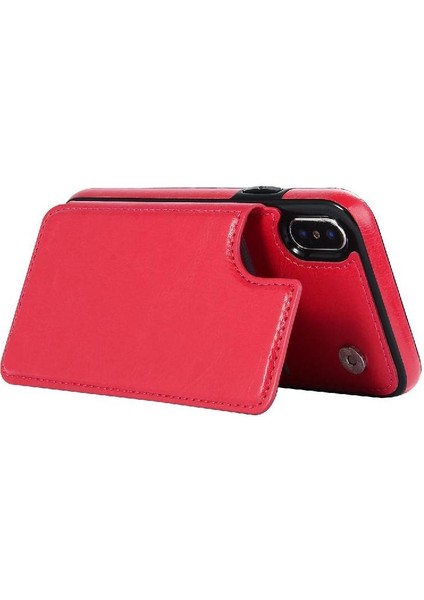 Cüzdan Kılıf IPhone X/xs Kickstand Kart Yuvaları ile Pu Deri Kart (Yurt Dışından)