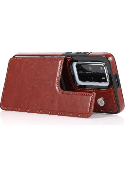 Cüzdan Kılıf Için Huawei P40 Pro Çift Manyetik Toka Kart Yuvaları Pu ile (Yurt Dışından) modelleri