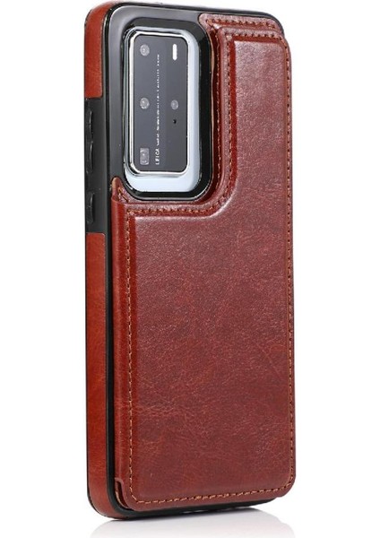 Cüzdan Kılıf Için Huawei P40 Pro Çift Manyetik Toka Kart Yuvaları Pu ile (Yurt Dışından) indirimleri