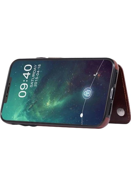 Kart Tutucu Çift ile IPhone 11 Pu Deri Kickstand Için Cüzdan Kılıf (Yurt Dışından)