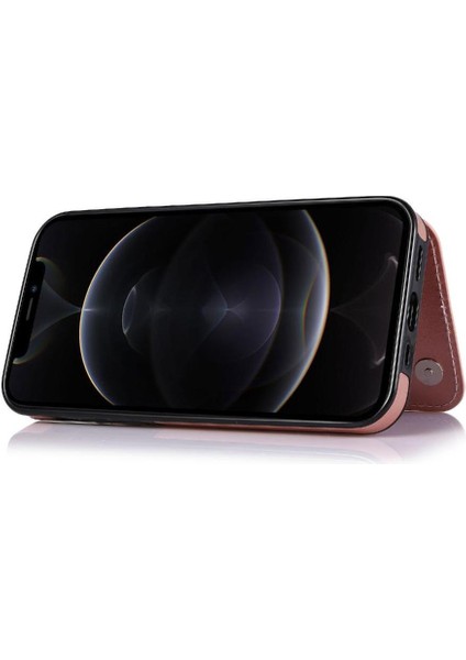 Kart Tutucu Kartı ile IPhone 12 Pro Çift Manyetik Toka Için Cüzdan Kılıf (Yurt Dışından)