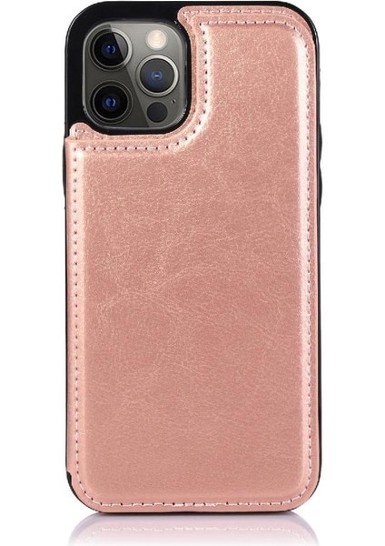 Kart Tutucu Kartı ile IPhone 12 Pro Çift Manyetik Toka Için Cüzdan Kılıf (Yurt Dışından)