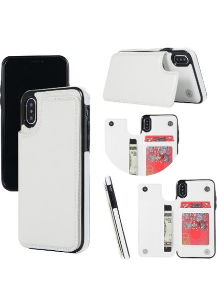 Cüzdan Kılıf IPhone X/xs Kickstand Kart Yuvaları ile Pu Deri Kart (Yurt Dışından)