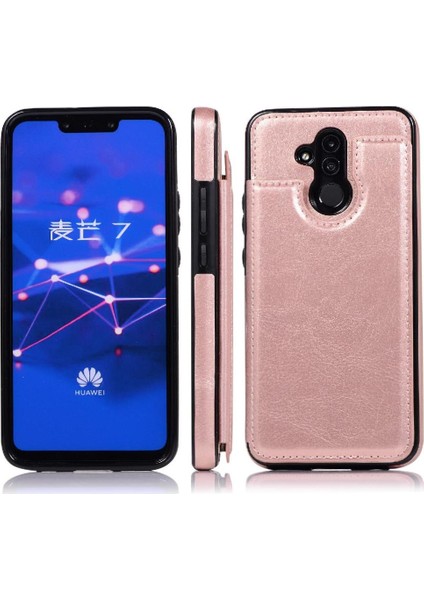 Cüzdan Kılıf Huawei Mate 20 Lite Için Kickstand Pu Deri Kart Yuvaları Çift (Yurt Dışından)