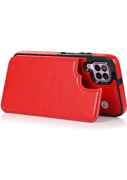 Kart Tutucu Kart Yuvaları Kickstand Pu ile Huawei P40 Lite Için Cüzdan Kılıf (Yurt Dışından)