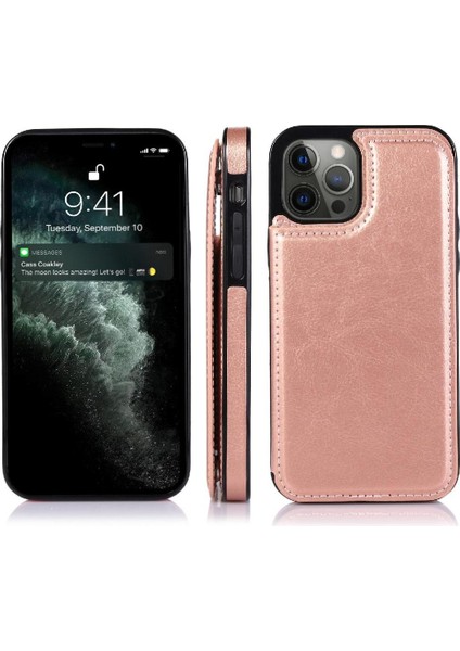 Kart Sahibi ile IPhone 13 Pro Max Pu Deri Kart Yuvaları Için Cüzdan Kılıf (Yurt Dışından)