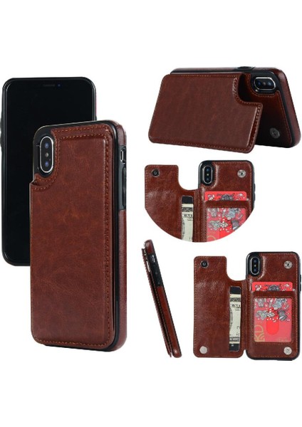 Cüzdan Kılıf IPhone X/xs Kickstand Kart Yuvaları ile Pu Deri Kart (Yurt Dışından)