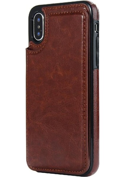 Cüzdan Kılıf IPhone X/xs Kickstand Kart Yuvaları ile Pu Deri Kart (Yurt Dışından)