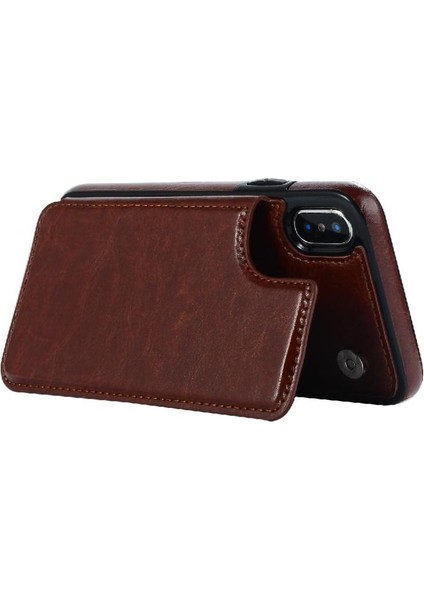 Cüzdan Kılıf IPhone X/xs Kickstand Kart Yuvaları ile Pu Deri Kart (Yurt Dışından)