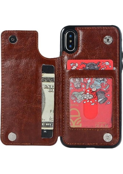 Cüzdan Kılıf IPhone X/xs Kickstand Kart Yuvaları ile Pu Deri Kart (Yurt Dışından)