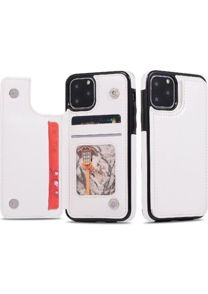 Kart Tutucu Kickstand ile IPhone 11 Pro Max Pu Deri Için Cüzdan Kılıf (Yurt Dışından)