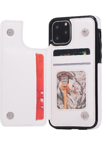 Kart Tutucu Kickstand ile IPhone 11 Pro Max Pu Deri Için Cüzdan Kılıf (Yurt Dışından)