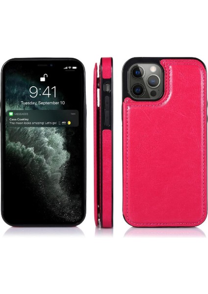 Kart Sahibi ile IPhone 13 Pro Max Pu Deri Kart Yuvaları Için Cüzdan Kılıf (Yurt Dışından)