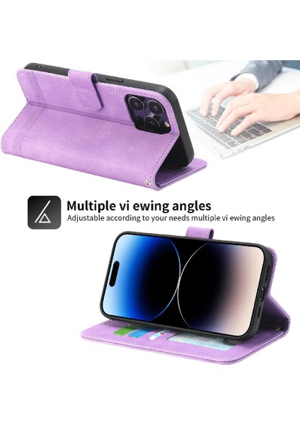 IPhone 14 Için Flip Case Pro Max Manyetik Kapatma Kart Yuvaları Bileklik (Yurt Dışından)