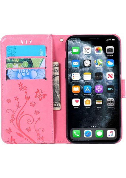 IPhone 11 Için Filp Durumda Pro Max Kart Tutucu Bilek Kayışı Kickstand Pu (Yurt Dışından)