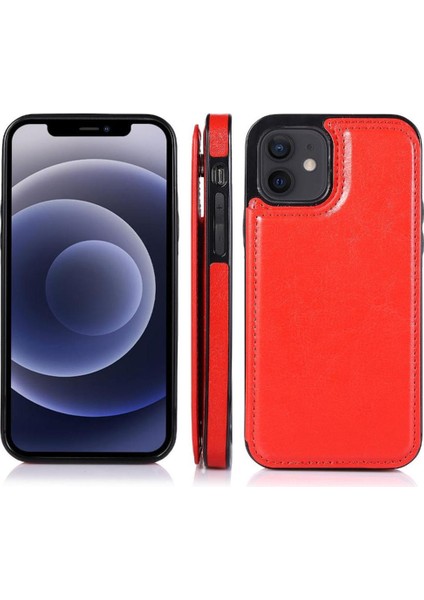 Kart Tutucu Çift Manyetik ile IPhone 12 Mini Kickstand Için Cüzdan Kılıf (Yurt Dışından)
