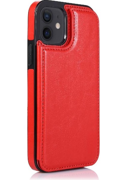 Kart Tutucu Çift Manyetik ile IPhone 12 Mini Kickstand Için Cüzdan Kılıf (Yurt Dışından)