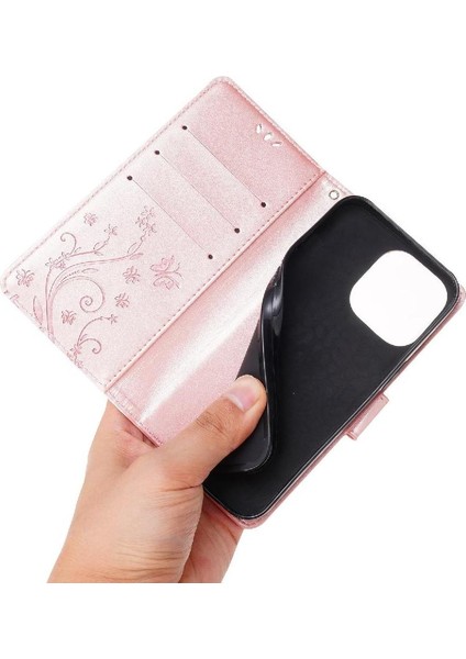 IPhone 13 Için Filp Durumda Pro Manyetik Kapatma Kart Tutucu Bilek Kayışı Pu (Yurt Dışından)