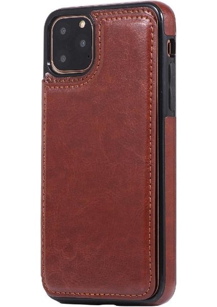 Kart Tutucu Kart Yuvaları Toka ile IPhone 11 Pro Pu Deri Için Cüzdan Kılıf (Yurt Dışından)