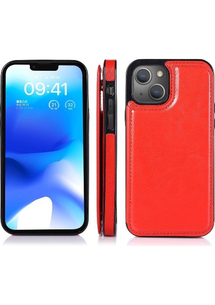Kart Tutucu ile IPhone 14 Için Cüzdan Durumda Pu Deri Kart Yuvaları Kickstand (Yurt Dışından) modelleri