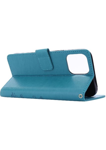 IPhone 14 Için Filp Durumda Pro Kart Tutucu Kickstand Bilek Kayışı Manyetik Pu (Yurt Dışından)