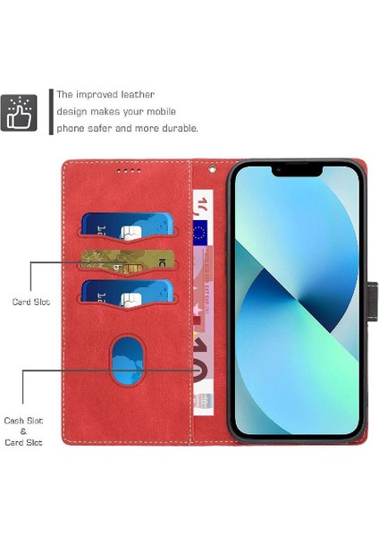 IPhone 15 Için Cüzdan Durumda Artı Kart Yuvası Manyetik Kapatma Kickstand Bilek (Yurt Dışından)