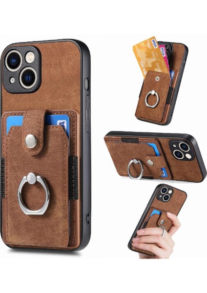 IPhone 15 Için Kılıf Standı Crad Yuvası Halka Tutucu Manyetik Araç Montaj (Yurt Dışından)