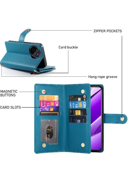Realme 11 4g Çok Fonksiyonlu Kart Yuvaları Için Flip Case Kickstand Bilek (Yurt Dışından)