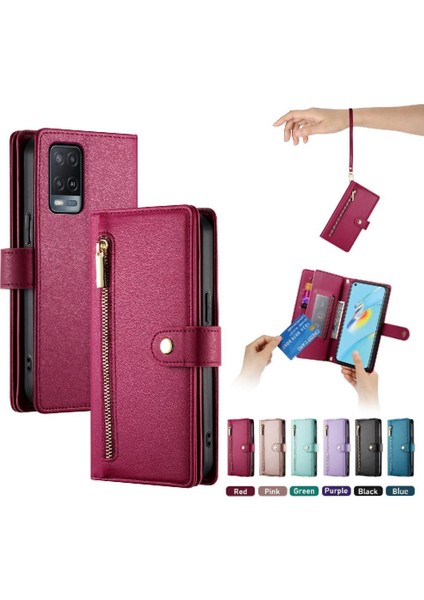 Oppo Oppo 5g Bilek Kayışı Kickstand Çok Fonksiyonlu Kart Yuvaları Için Flip Case (Yurt Dışından)