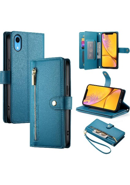 IPhone Xr Kickstand Cüzdan Bölmesi Çok Fonksiyonlu Kart Için Flip Case (Yurt Dışından)