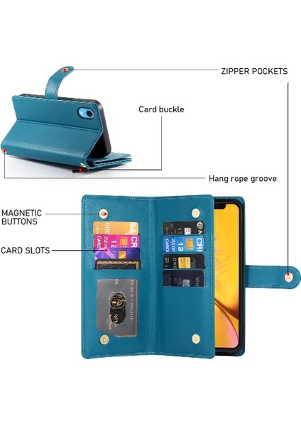 IPhone Xr Kickstand Cüzdan Bölmesi Çok Fonksiyonlu Kart Için Flip Case (Yurt Dışından) indirimleri