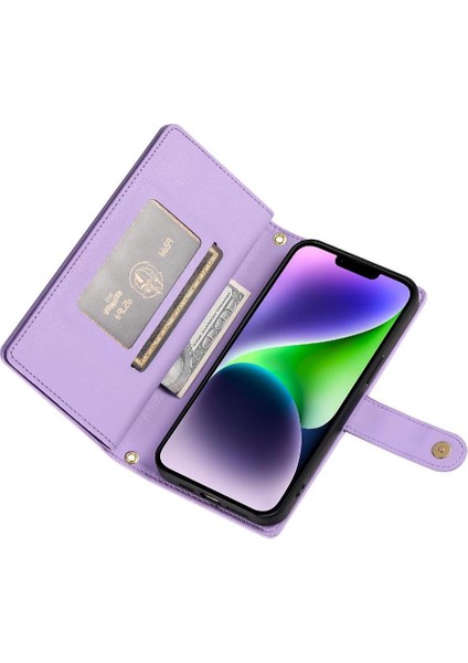 IPhone 14 Için Flip Case Artı Bilek Kayışı Cüzdan Bölmesi Kickstand Kart (Yurt Dışından)