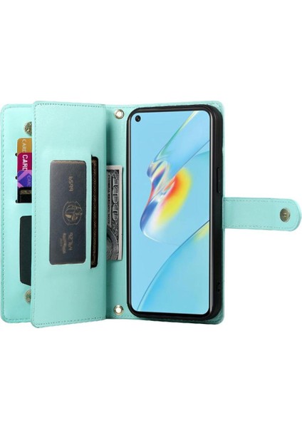Oppo A54 4g Çok Fonksiyonlu Kart Yuvaları Cüzdan Bölmesi Için Flip Case (Yurt Dışından)