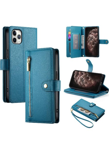 IPhone 11 Için Flip Case Pro Max Cüzdan Bölmesi Kickstand Bilek Kayışı (Yurt Dışından)