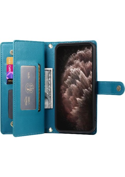 IPhone 11 Için Flip Case Pro Max Cüzdan Bölmesi Kickstand Bilek Kayışı (Yurt Dışından)