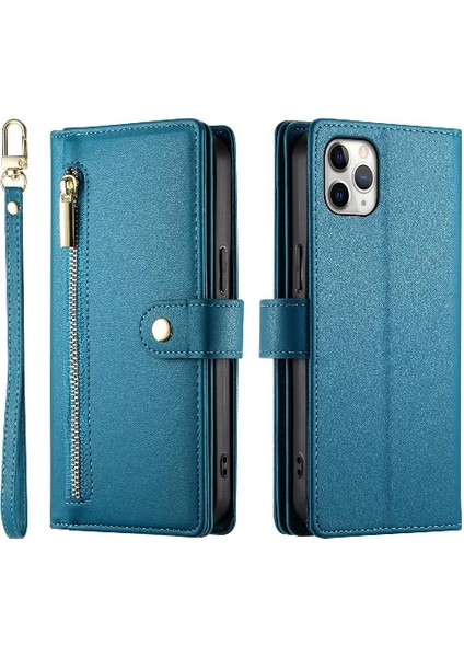IPhone 11 Için Flip Case Pro Max Cüzdan Bölmesi Kickstand Bilek Kayışı (Yurt Dışından)