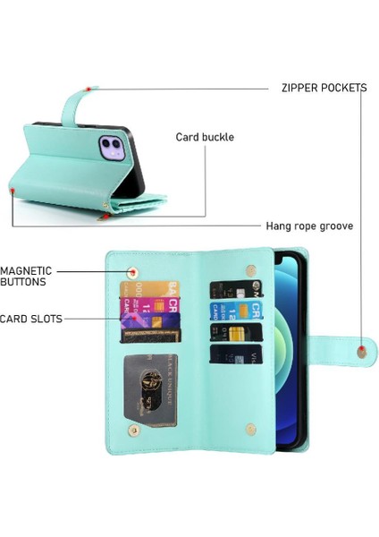 IPhone 12 Mini Bilek Kayışı Cüzdan Bölmesi Kart Yuvaları Için Flip Case (Yurt Dışından)