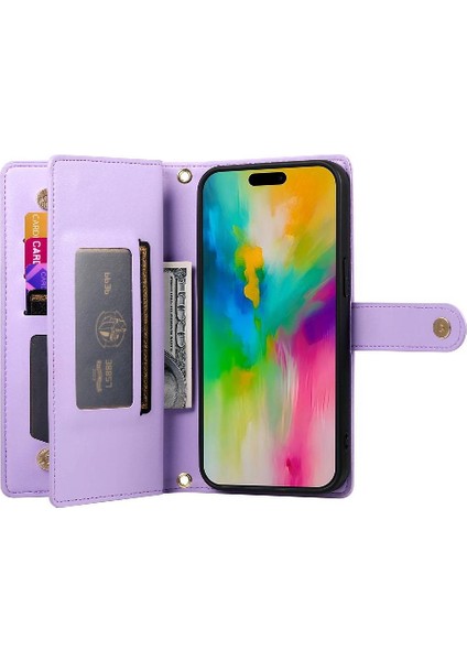 IPhone 16 Için Flip Case Pro Max Çok Fonksiyonlu Kart Yuvaları Bilek Kayışı (Yurt Dışından)