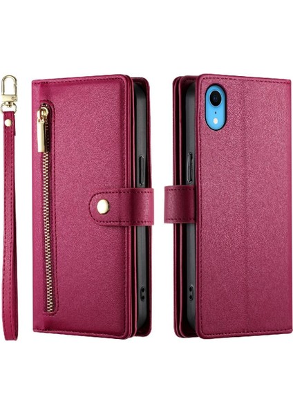 IPhone Xr Kickstand Cüzdan Bölmesi Çok Fonksiyonlu Kart Için Flip Case (Yurt Dışından) modelleri