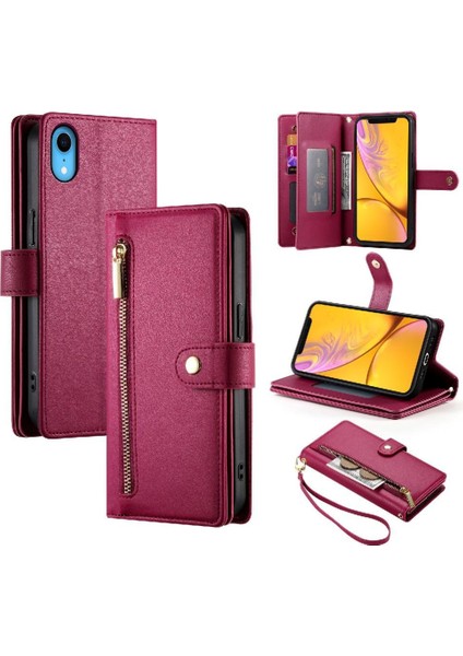 IPhone Xr Kickstand Cüzdan Bölmesi Çok Fonksiyonlu Kart Için Flip Case (Yurt Dışından) fırsatları