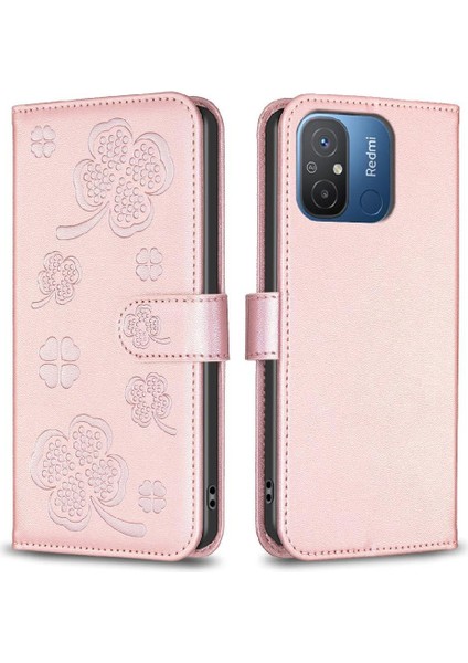Xiaomi Redmi 12C Kart Yuvaları Tutucu Için Flip Case Kickstand Yonca Çiçek (Yurt Dışından)