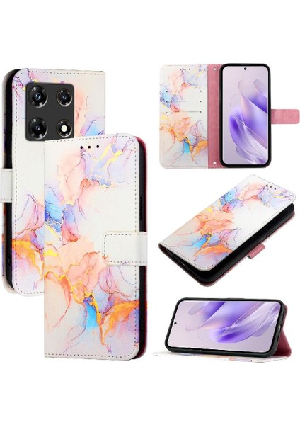 Infinix Not 30 Pro Kickstand Pu Deri Mermer Desen Cüzdan Için Kılıf (Yurt Dışından)