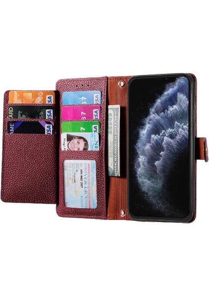 IPhone 11 Için Kılıf Pro Max Kordon Fermuar Cüzdan Aşk Deri Kılıf (Yurt Dışından)